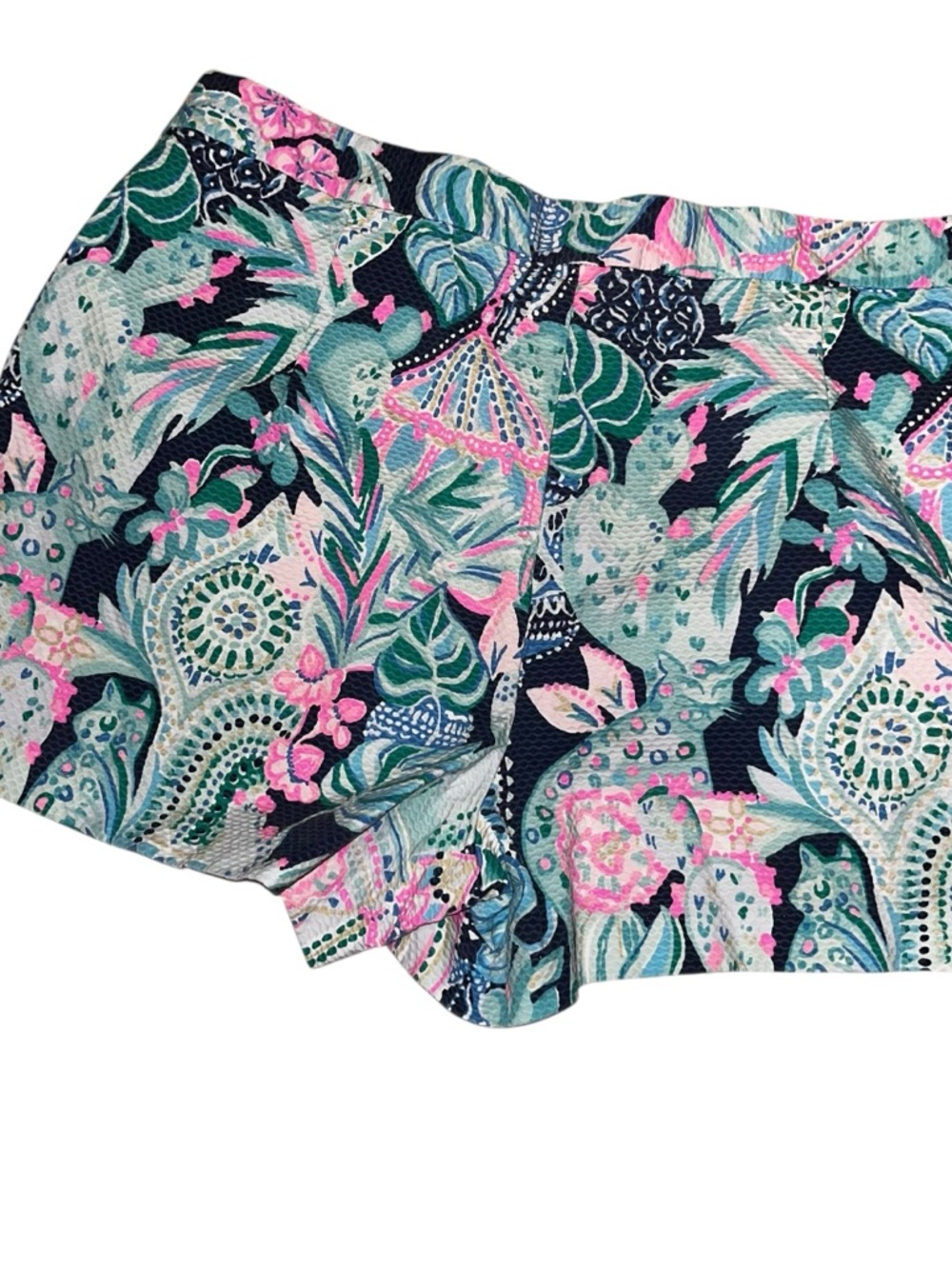 Lilly Pulitzer blue pink 100% cotton summer shorts 12 - Picture 3 of 5